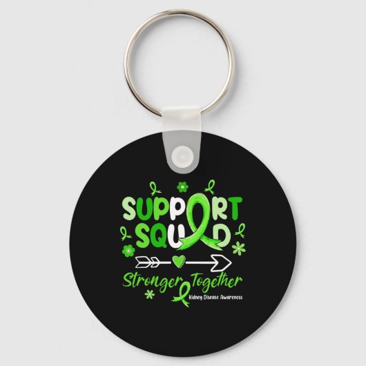 Groovy Support Squad Green Ribbon Kidney Disease Sleutelhanger (Voorkant)