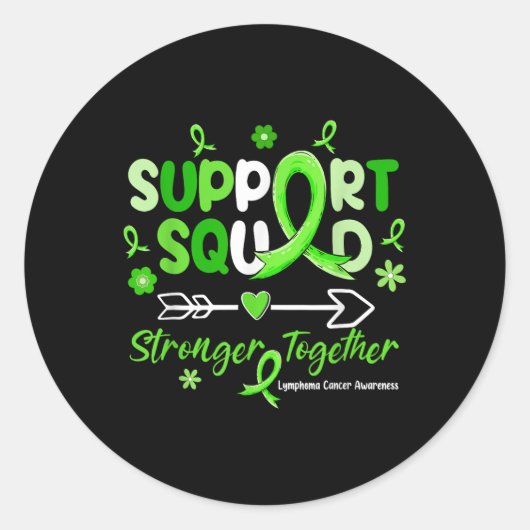 Groovy Support Squad Green Ribbon Lymphoma Cancer Ronde Sticker (Voorkant)