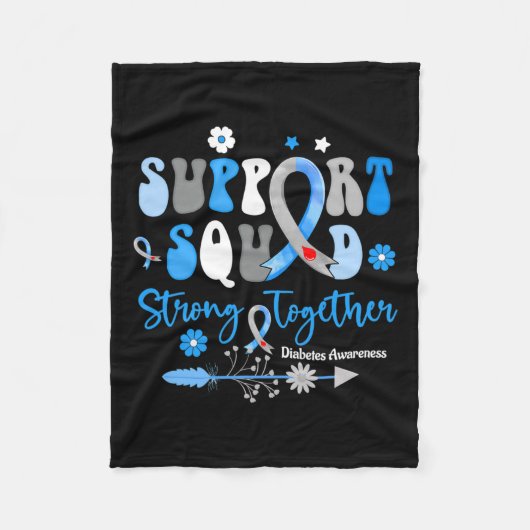 Groovy Support Squad Lint T1d Diabetes Bewustzijn Fleece Deken (Voorkant)
