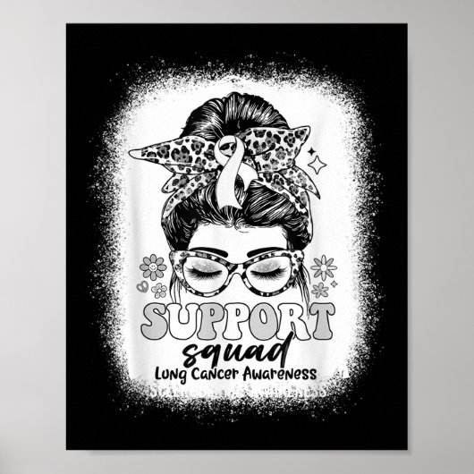 Groovy Support Squad Messy Bun Longkanker Awarene Poster (Voorkant)