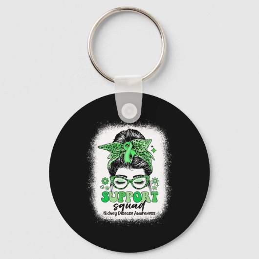 Groovy Support Squad Messy Bun nierziekte Sleutelhanger (Voorkant)