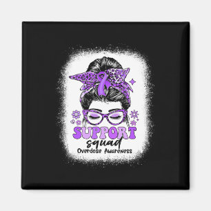 Groovy Support Squad Messy Bun Overdose Awareness Magneet