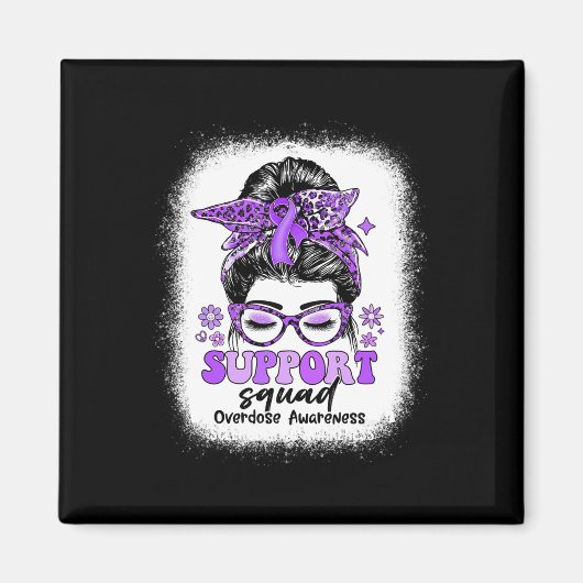 Groovy Support Squad Messy Bun Overdose Awareness Magneet (Voorkant)