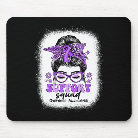Groovy Support Squad Messy Bun Overdose Awareness Muismat (Voorkant)