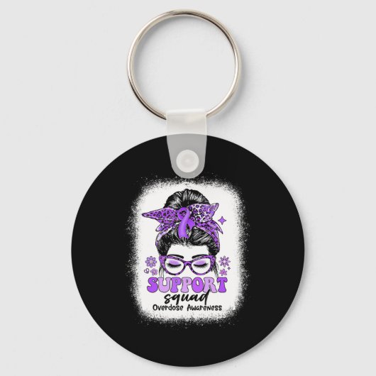 Groovy Support Squad Messy Bun Overdose Awareness Sleutelhanger (Voorkant)