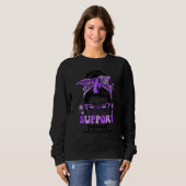 Groovy Support Squad Messy Bun Women Fibromyalgia Trui (Voorkant volledig)