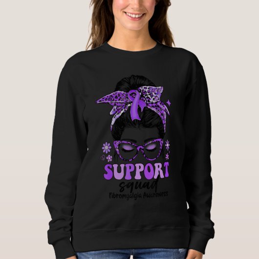 Groovy Support Squad Messy Bun Women Fibromyalgia Trui (Voorkant)