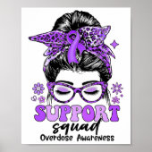 Groovy Support Squad Messy Bun Women Overdose Awar Poster (Voorkant)