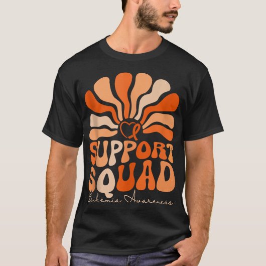 Groovy Support Squad Orange Ribbon Leukemia Cancer T-shirt (Voorkant)