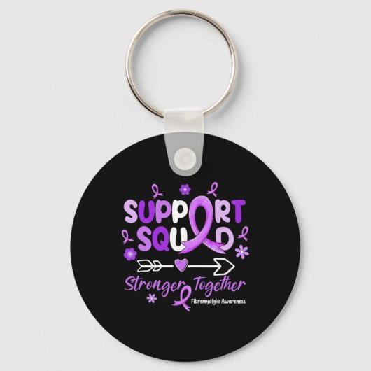 Groovy Support Squad Paars Ribbon Fibromyalgia Aw Sleutelhanger (Voorkant)