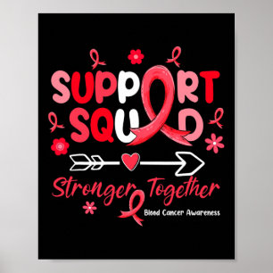 Groovy Support Squad Red Ribbon Blood Cancer Aware Poster