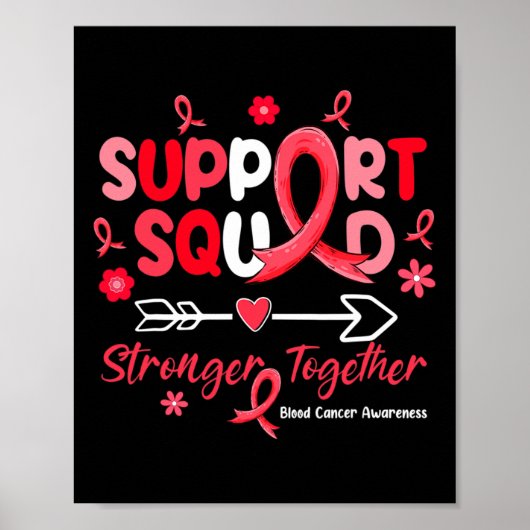 Groovy Support Squad Red Ribbon Blood Cancer Aware Poster (Voorkant)