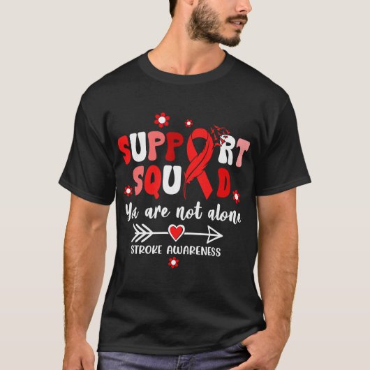 Groovy Support Squad Red Ribbon Stroke Awareness G T-shirt (Voorkant)