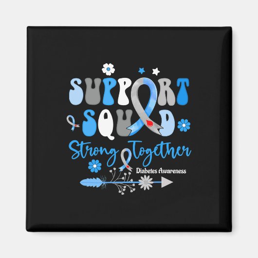 Groovy Support Squad Ribbon T1d Diabetes Awareness Magneet (Voorkant)