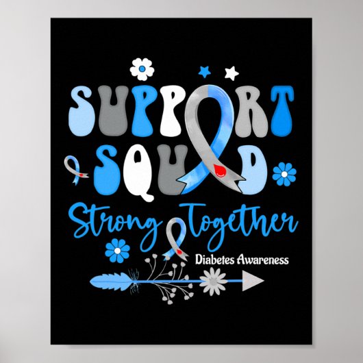 Groovy Support Squad Ribbon T1d Diabetes Awareness Poster (Voorkant)