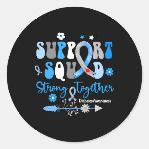 Groovy Support Squad Ribbon T1D Diabetes Awareness Ronde Sticker