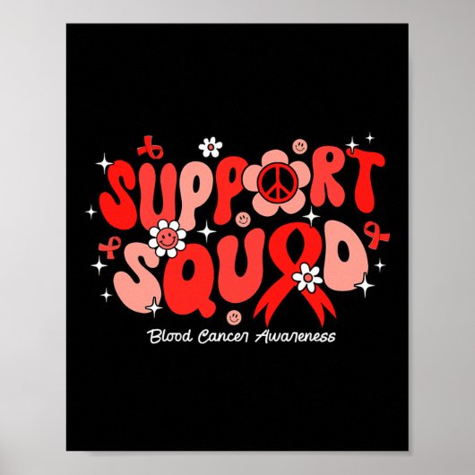 Groovy Support Squad Rode Lint Bloedkanker Bewustz Poster (Voorkant)