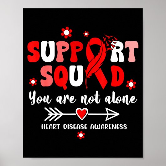 Groovy Support Squad Rode Lint Hartziekte Bewustzi Poster (Voorkant)