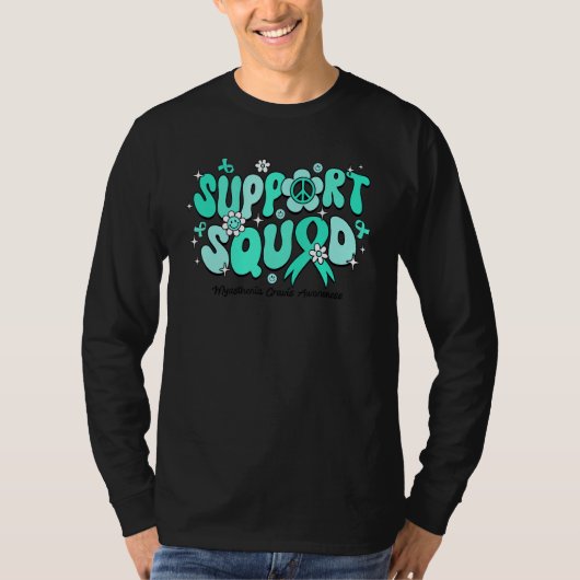 Groovy Support Squad Teal Ribbon Myasthenia Gravis T-shirt (Voorkant)