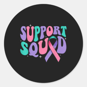 Groovy Support Squad Thyroid Cancer Awareness Frie Ronde Sticker