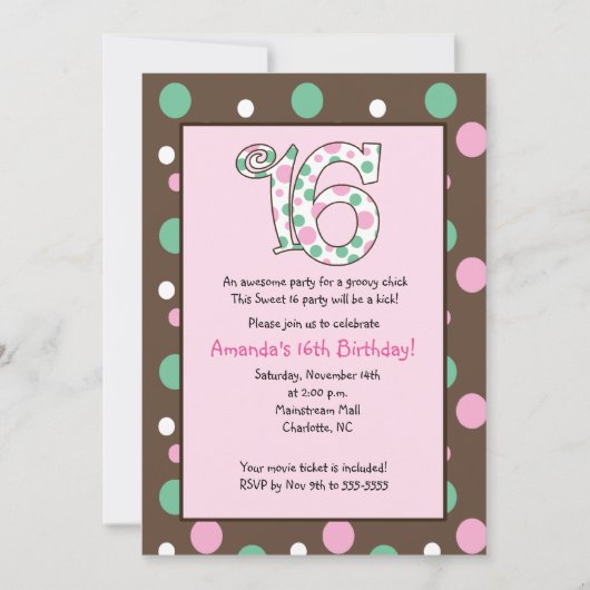 GROOVY Sweet 16 Zestien verjaardag Kaart (Voorkant)