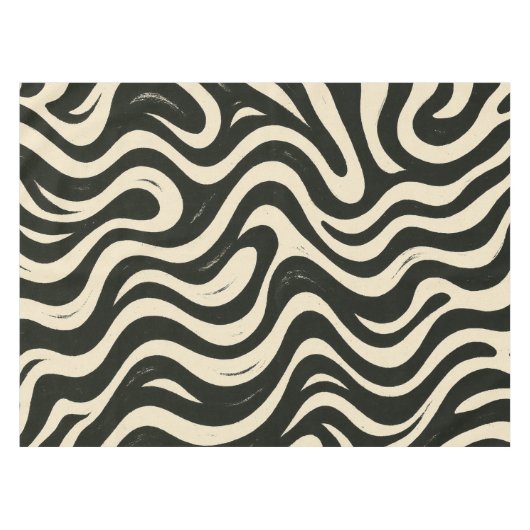 Groovy Swirl Black and Cream Tablecloth Tafelkleed (Voorkant (Horizontaal))
