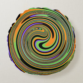 Groovy Swirl Black Rond Kussen