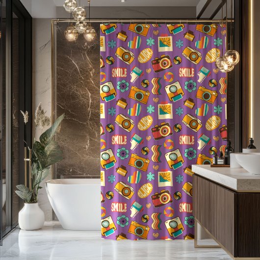 Groovy Swirl Curtain Retro Pastel Shower Style Douchegordijn