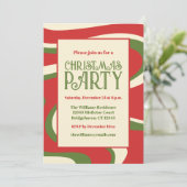 Groovy Swirl Retro Kerstfeest Kaart (Staand voorkant)