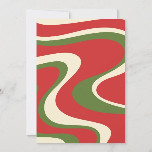 Groovy Swirl Retro Kerstfeest Kaart (Achterkant)