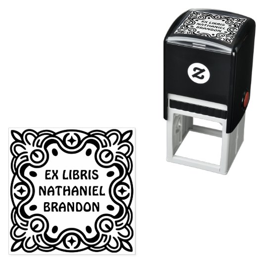 Groovy Swirls Ex Libris Self-Inking Book Stamp Zelfinktende Stempel (In situ)