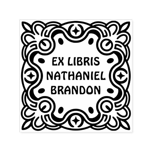 Groovy Swirls Ex Libris Self-Inking Book Stamp Zelfinktende Stempel (Design)