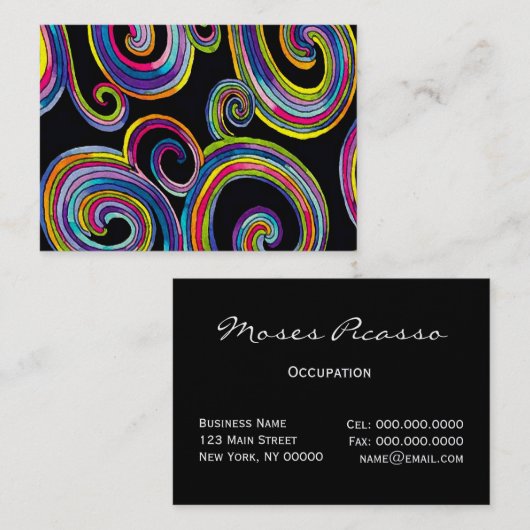 Groovy Swirls (PEARL) SIZE/PAPER/SHAPE OPTIONS - Visitekaartje (Voorkant / Achterkant)