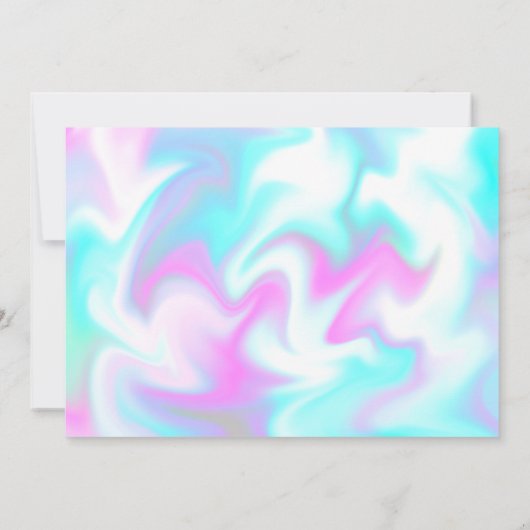 Groovy Swirls Script Save the Date Pink Blue Kaart (Achterkant)