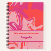Groovy swirly sinaasappel en roze aanpasbaar notitieboek (Voorkant)