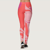 Groovy swirly sinaasappel en roze motief leggings (Achterkant)