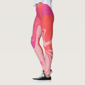 Groovy swirly sinaasappel en roze motief leggings (Links)