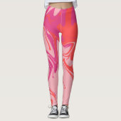 Groovy swirly sinaasappel en roze motief leggings (Voorkant)
