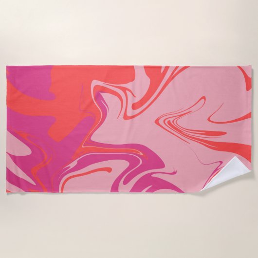 Groovy swirly sinaasappel en roze motief strandlaken (Voorkant)