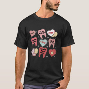 Groovy Tand Snoep Hart Valentijnsdag Tandartsen M T-shirt
