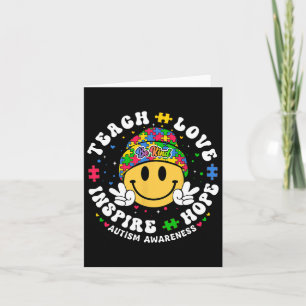 Groovy Teach Hope Love Inspire Teacher Autism Awar Kaart