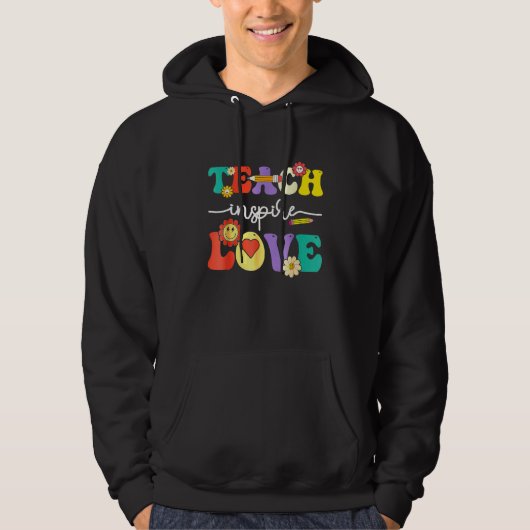 Groovy Teach Inse Love Preschool Back To School Te Hoodie (Voorkant)