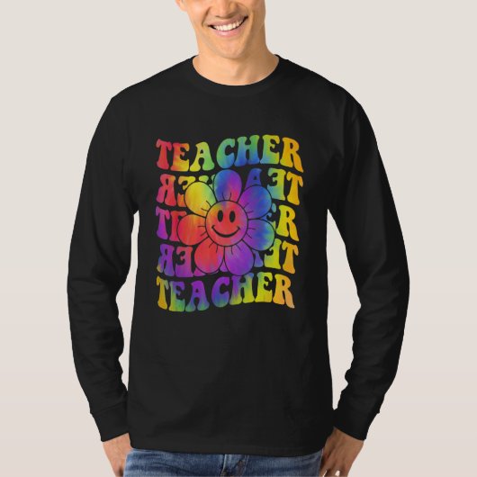 Groovy Teacher Cute Daisy Tie Dye Happy Back To Sc T-shirt (Voorkant)