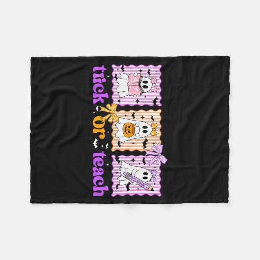 Groovy Teacher Halloween Trick Or Teach Ghost Men Fleece Deken (Voorkant (Horizontaal))