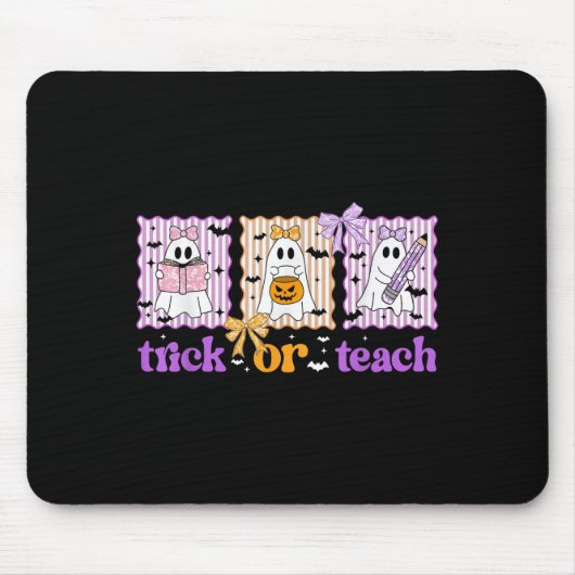 Groovy Teacher Halloween Trick Or Teach Ghost Men Muismat (Voorkant)