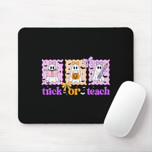 Groovy Teacher Halloween Trick Or Teach Ghost Men  Muismat (Met muis)