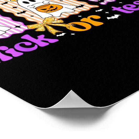 Groovy Teacher Halloween Trick Or Teach Ghost Men  Poster (Hoek)
