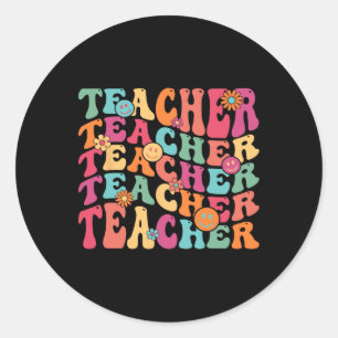 Groovy Teacher Inspirerend blij terug naar school Ronde Sticker