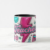 Groovy Teacher Retro Roze & Teal 11oz Combo Mok (Midden)