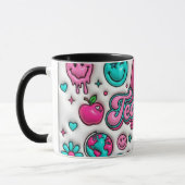 Groovy Teacher Retro Roze & Teal 11oz Combo Mok (Links)
